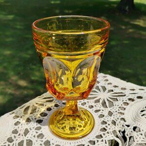 Anchor Hocking Fairfield patttern amber glass goblet wine water cordial 1970s